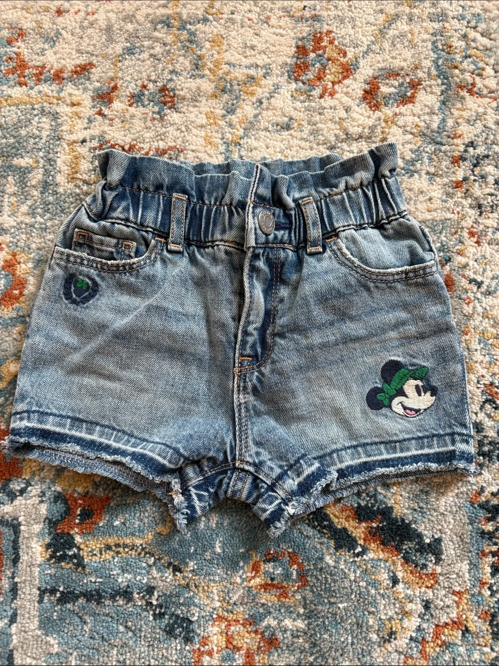 Gap Baby Gap Disney Denim Shorts with Mickey Patch Size 18-24 months